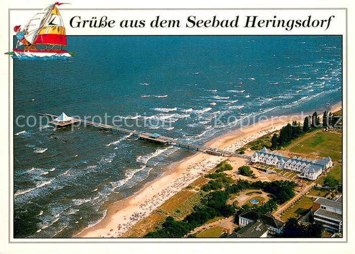 Heringsdorf Ostseebad Usedom Fliegeraufnahme mit Strand und Seebruecke