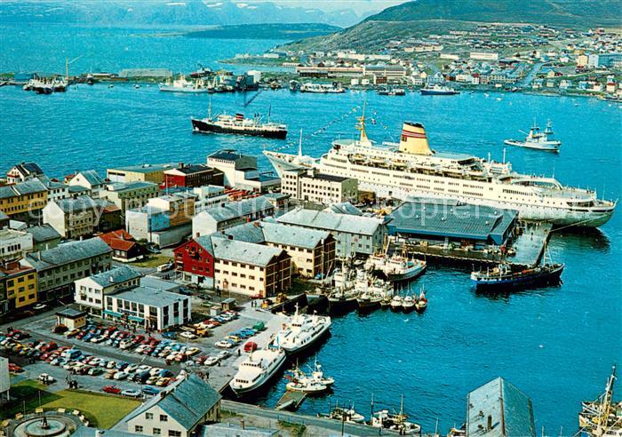 Hammerfest Hafenpartie Fliegeraufnahme