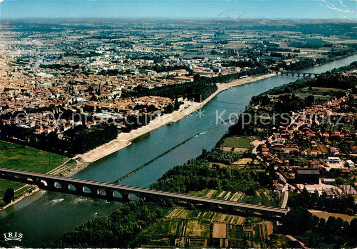 Agen Lot et Garonne Les bords de la Garonne Le pont Canal Vue aerienne
