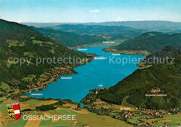 Ossiach Ossiachersee Fliegeraufnahme mit Burgruine Landskron