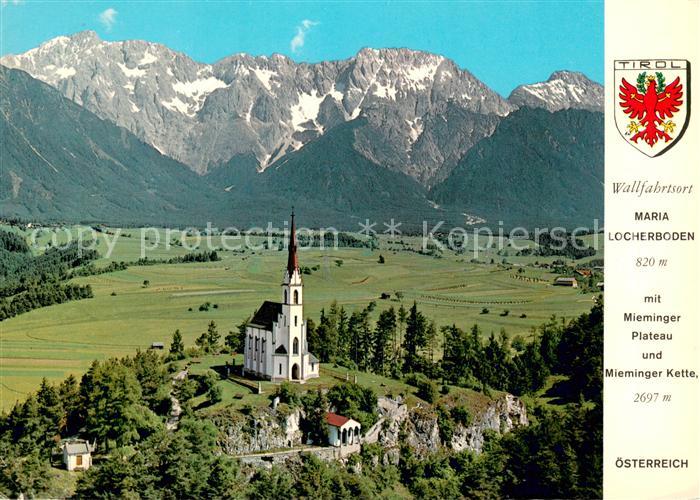 Oberinntal Wallfahrtskirche Maria Locherboden mit Mieminger Plateau und Mieminge