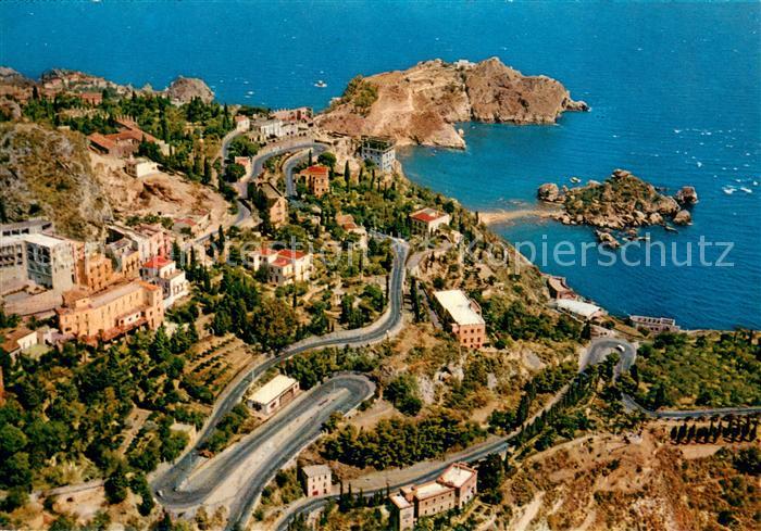 Taormina Sizilien Isola Bella Fliegeraufnahme
