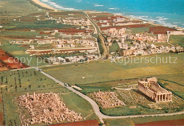 Selinunte Orientalische Tempel Giunone und Bahnhof Fliegeraufnahme