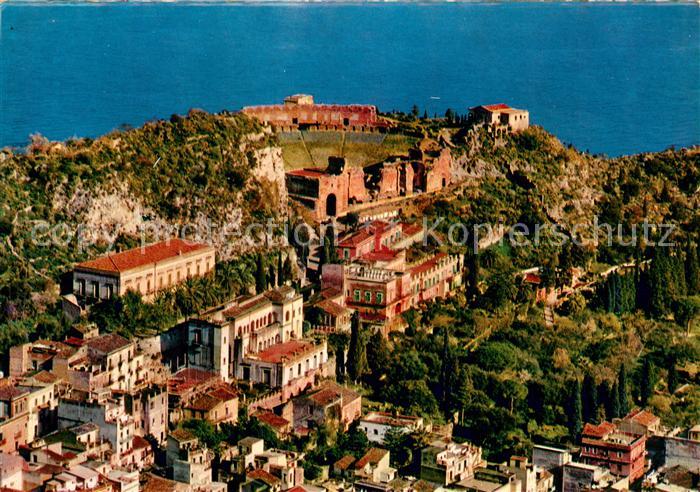 Taormina Sizilien Fliegeraufnahme mit Griechischem Theater