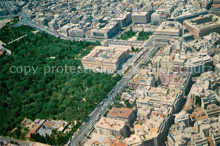 Athen Griechenland Fliegeraufnahme mit Parlament National Garden und Stadion