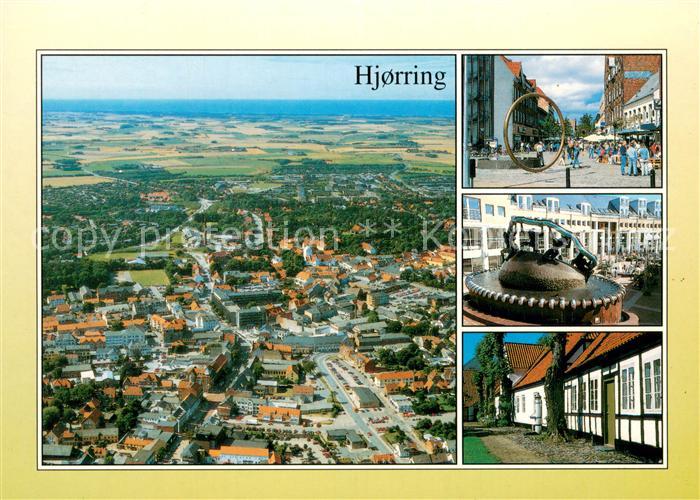 Hjorring Fliegeraufnahme Fussgaengerzone Brunnen Siedlung