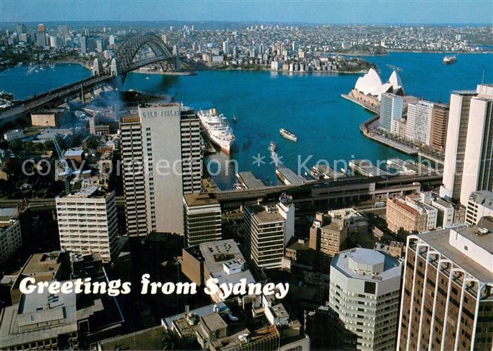 Sydney New South Wales A panoramic view over Circular Quay with the Oriana at th