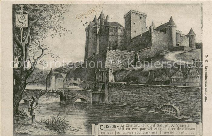 Clisson Chateau XIV siècle Dessin Kuenstlerkarte