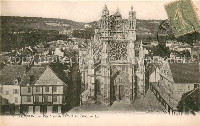 Vernon Eure Vue prise de l Hôtel de Ville Collegiale Notre Dame