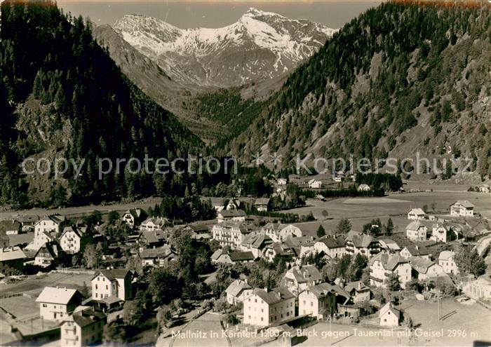 Mallnitz Kaernten Blick gegen Tauerntal mit Geisel Alpen Fliegeraufnahme
