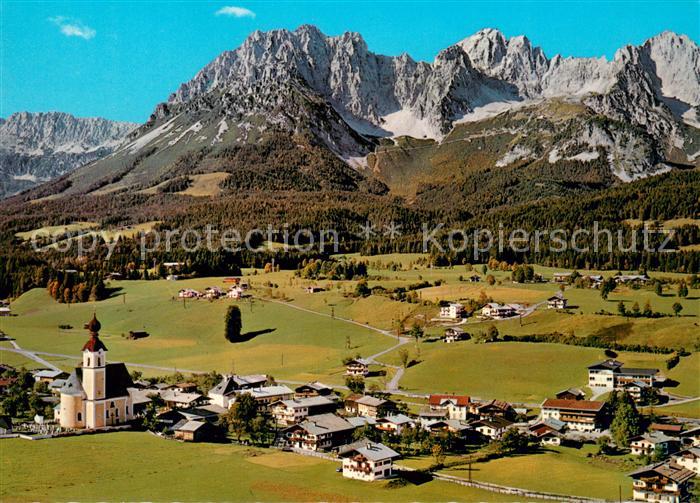 Going Wilden Kaiser Tirol Luftkurort Blick gegen Kaisergebirge Fliegeraufnahme