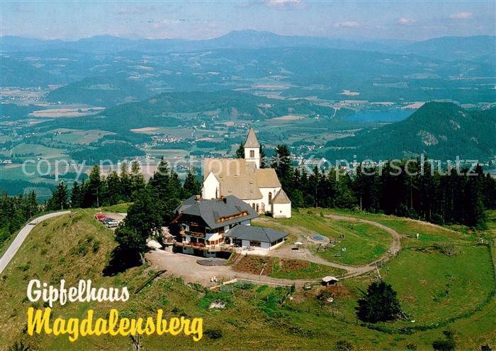 Magdalensberg Wallfahrtskirche und Gipfelhaus Fliegeraufnahme