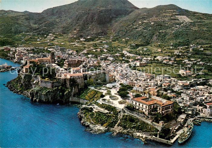 Eolie Isola di Lipari Castello Villa Mazzini e il Municipio veduta aerea