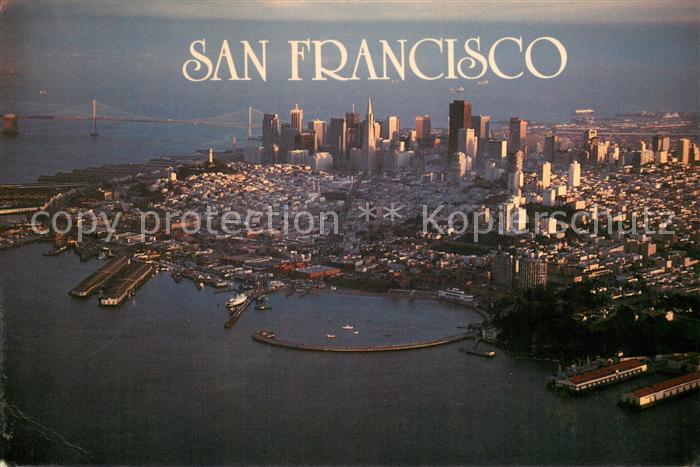 San Francisco California with Fisherman's Wharf in foregroud aerial view