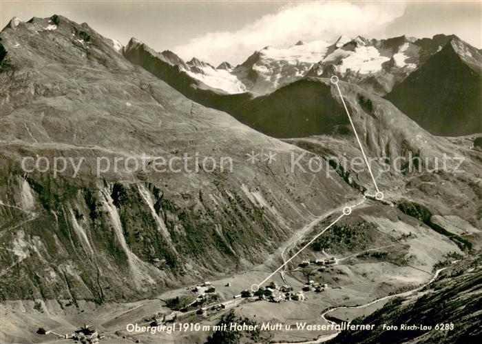 Obergurgl Soelden Tirol mit Hoher Mutt und Wasserfallferner oetztaler Alpen Flie