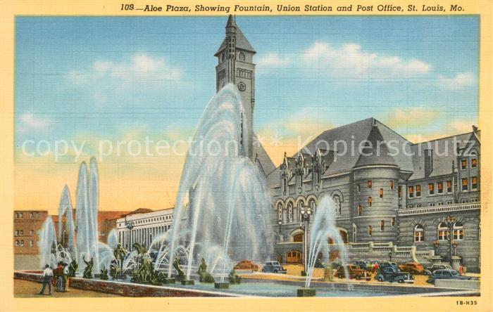 St Louis Missouri The Aloe Fountain 19 bronze figures and Mississippi Rivers The