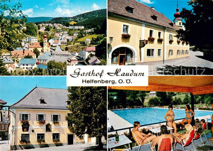 Helfenberg Oberoesterreich Ortsansicht Gasthof Haudum Freibad
