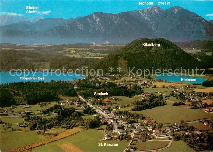 St Kanzian Klopeiner See Fliegeraufnahme mit Seelach Kitzelberg und Kleinsee
