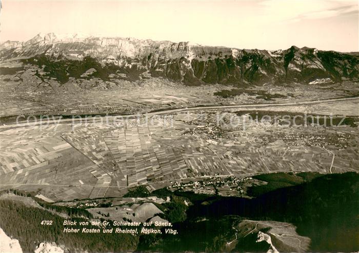 Raetikon Blick von der Gr Schwester auf Saentis Hoher Kasten und Rheintal