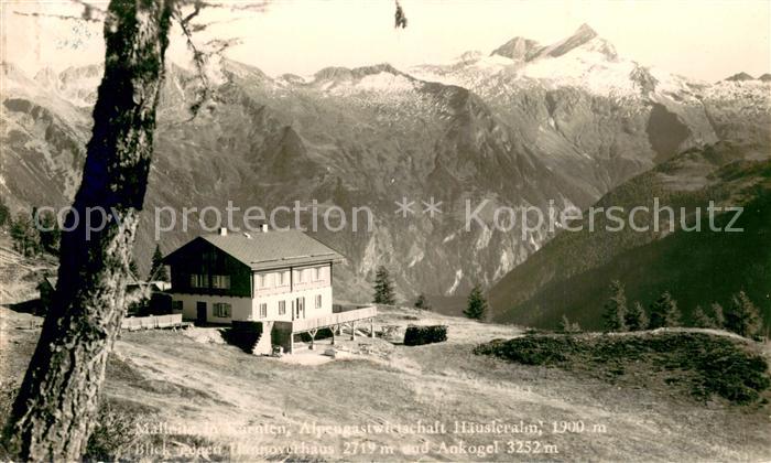 Mallnitz Kaernten Alpengastwirtchaft Haeusleralm mit Hannoverhaus und Ankogel