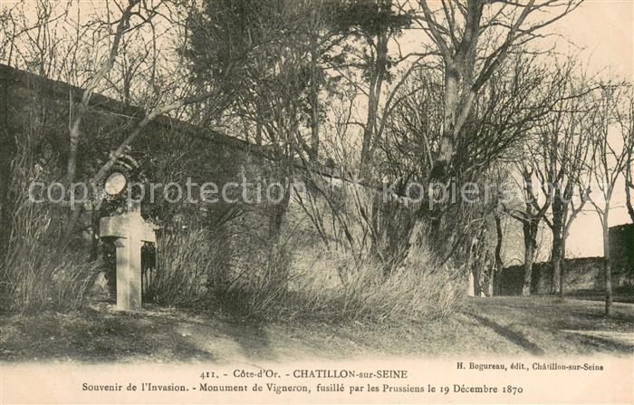 Chatillon-sur-Seine Souvenir de l’Invasion Munument de Vigneron fusille par les