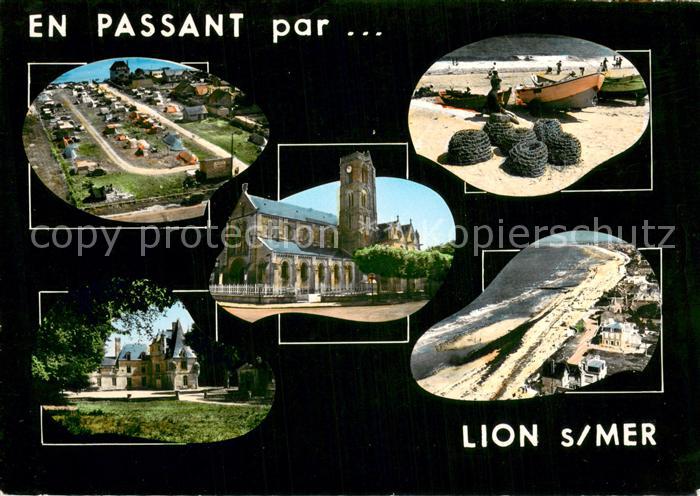 Lion-sur-Mer Camping Strand Kirche Teilansichten