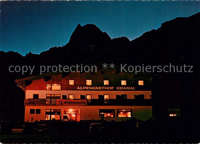 Gramaialm Alpengasthof Gramai bei Nacht