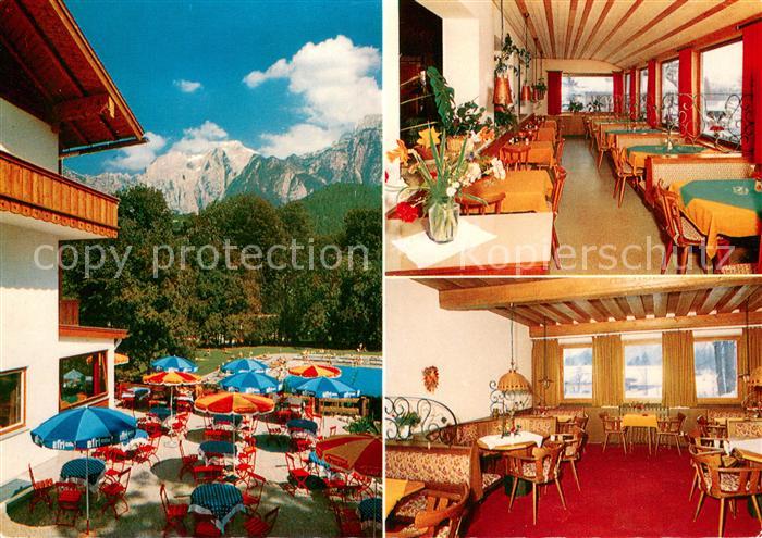 Schoenau Berchtesgaden Gasthaus Pension Cafe Brunneck Terrasse Gastraeume