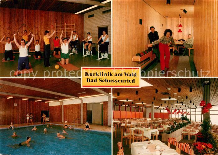 Bad Schussenried Kurklinik am Wald Gymnastikraum Kegelbahn Hallenbad Speisesaal
