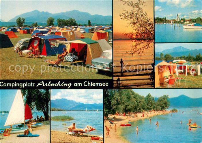 Arlaching Campingplatz Kupferschmiede Badestrand Sonnenuntergang
