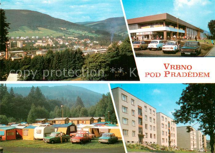 Vrbno pod Pradedem Celkovy pohled Obchodni dum Centrum Autocamping Nova vystavba