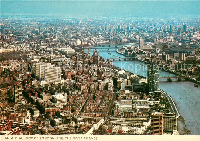 London Aerial view of the city and the river Thames
