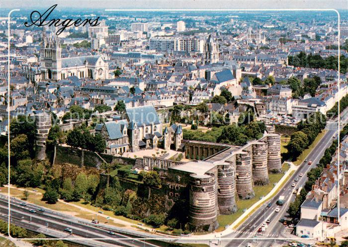 Angers 49 Chateau XIIIe siècle Cathedrale Saint Maurice vue aérienne