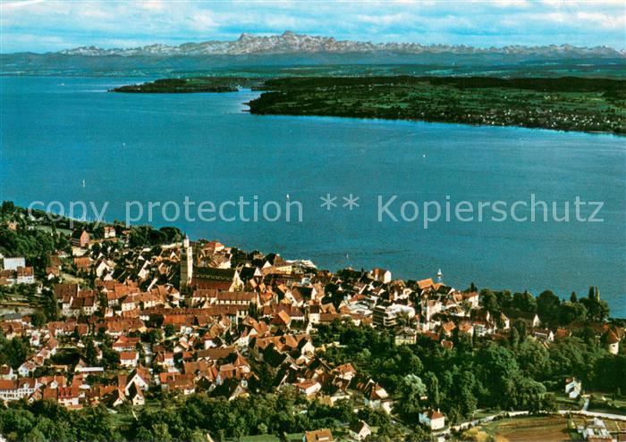 ueberlingen Bodensee Kurstadt Blick ueber den Bodensee zu den Alpen Fliegeraufna