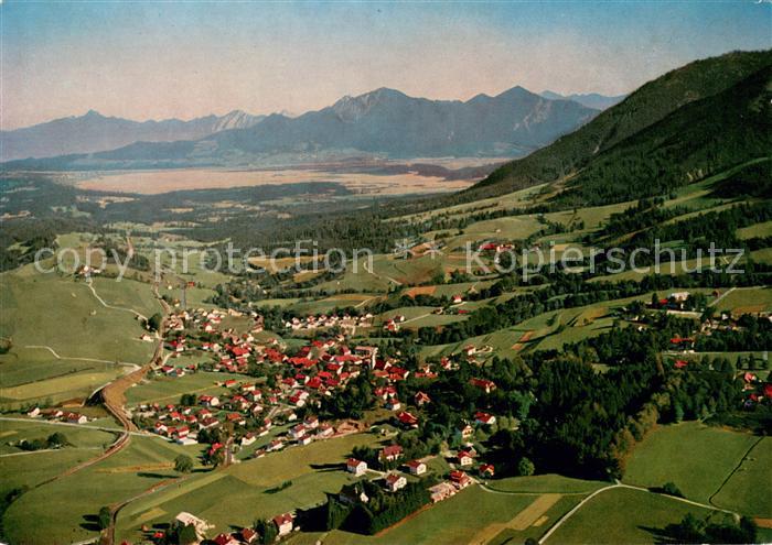 Bad Kohlgrub Fliegeraufnahme mit Benediktenwand und Heimgarten