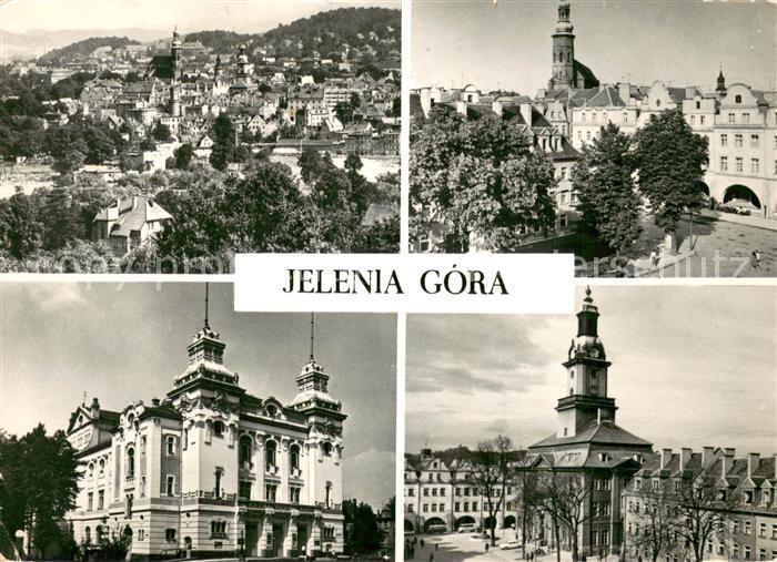 Jelenia Gora Hirschberg Schlesien Widok ogolny Rynek Ratusz Teatr Dolperinkj