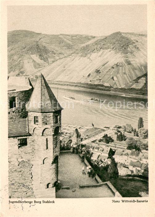 Bacharach Rhein Jugendherberge Burg Stahleck Blick auf den Rhein