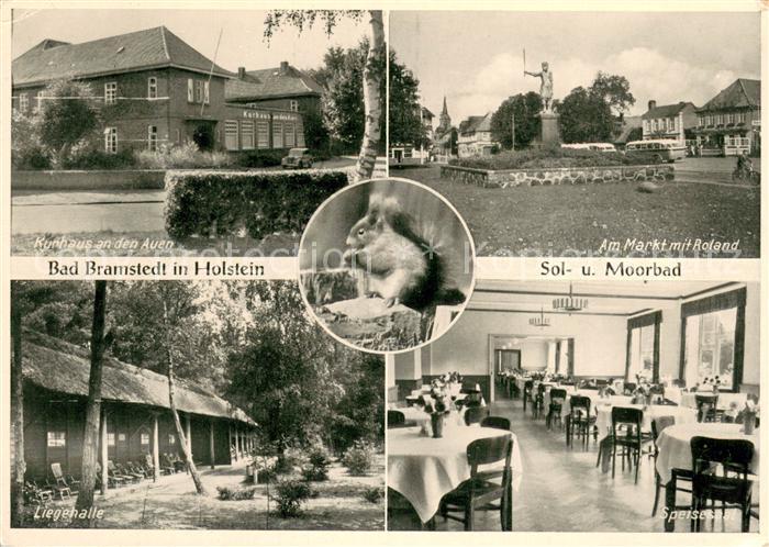 Bad Bramstedt Kurhaus Markt mit Roland Statue Liegehalle Speisesaal Eichhoernche