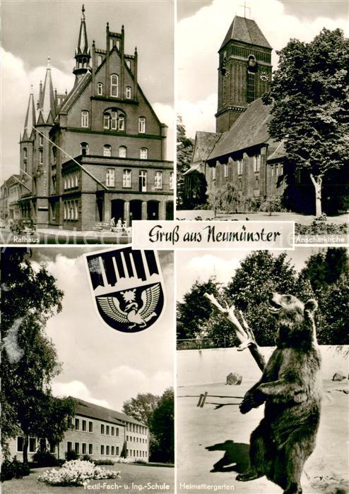 Neumuenster Schleswig-Holstein Rathaus Anscharkirche Textilfach- und Ingenieur-S