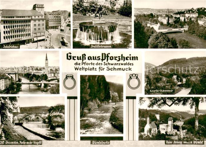 Pforzheim Weltplatz fuer Schmuck Pforte des Schwarzwaldes Industriehaus Brunnen