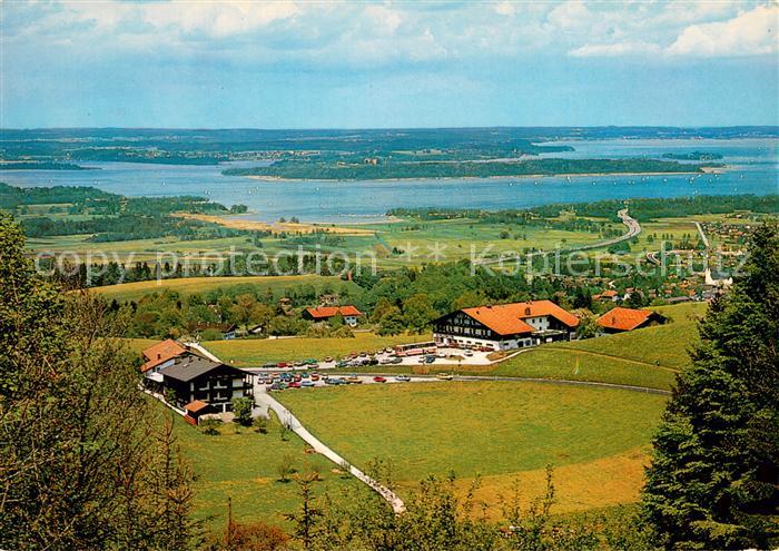 Bernau Chiemsee Panorama Luftkurort Blick ueber Saiserhof und Saiseralm Chiemsee
