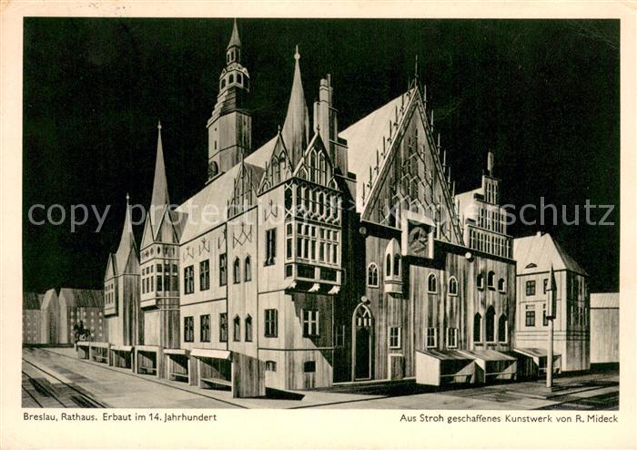 Breslau Niederschlesien Rathaus 14. Jhdt. Aus Stroh geschaffenes Kunstwerk von R