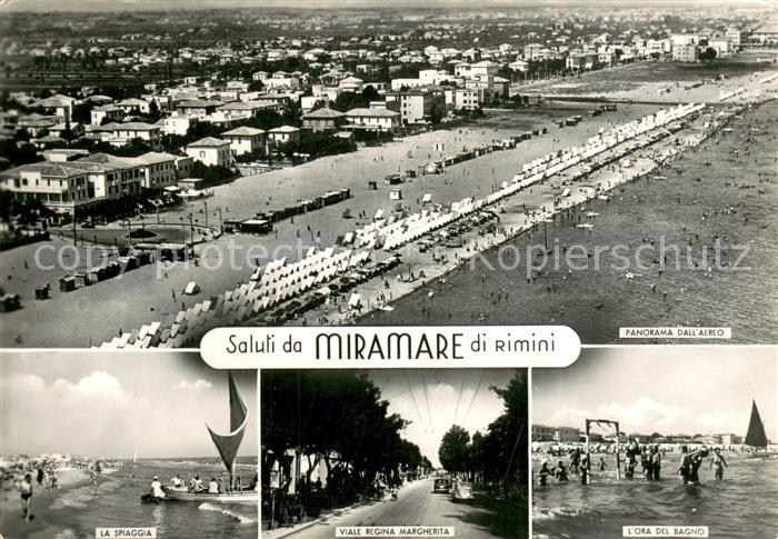Miramare di Rimini  Veduta aerea Spiaggia Viale Regina Margherita l'ora del bagn