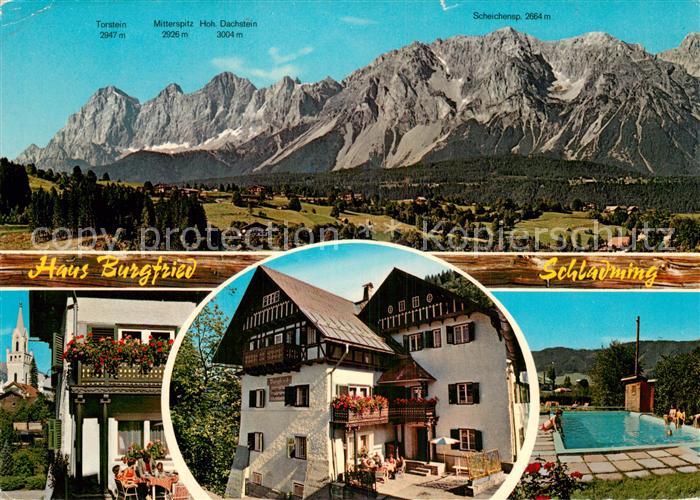 Schladming Obersteiermark Gaestehaus Pension Haus Burgfried Swimming Pool Panora