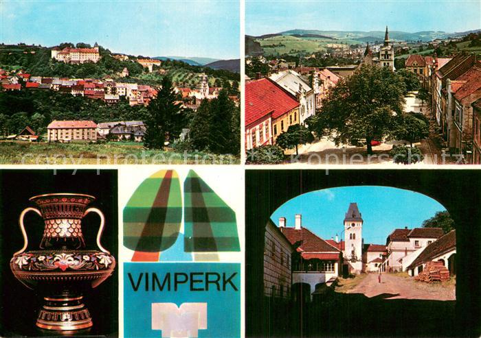 Vimperk Stadtpanorama Marktplatz Kirche Vase Kunsthandwerk