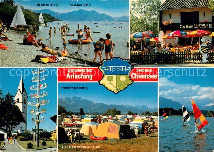 Arlaching Campingplatz Kupferschmiede Badestrand Maibaum Kirche Gasthof Windsurf