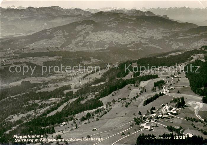 Sulzberg Vorarlberg Fliegeraufnahme mit Scesaplana und Schweizerberge