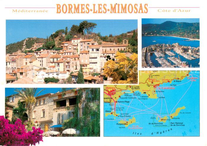 Bormes-les-Mimosas Ortsansicht Hafen Ortsmotiv Gebietskarte
