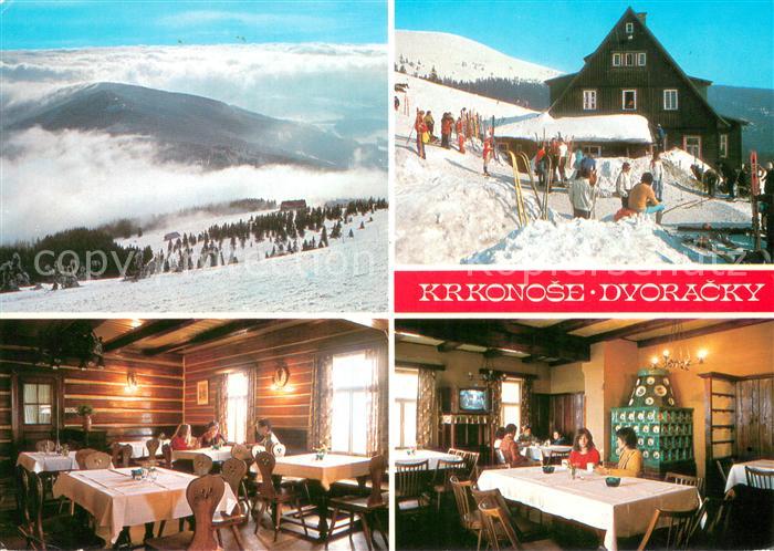 Rokytnice nad Jizerou Chata Dvoracky Krkonose Berghuette Gastraum Wintersport im