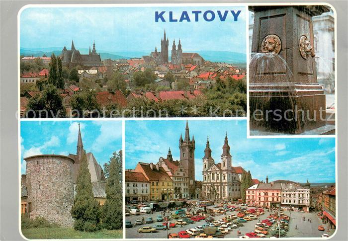 Klatovy Klattau Stadtpanorama Kirchen Zentrum Brunnen